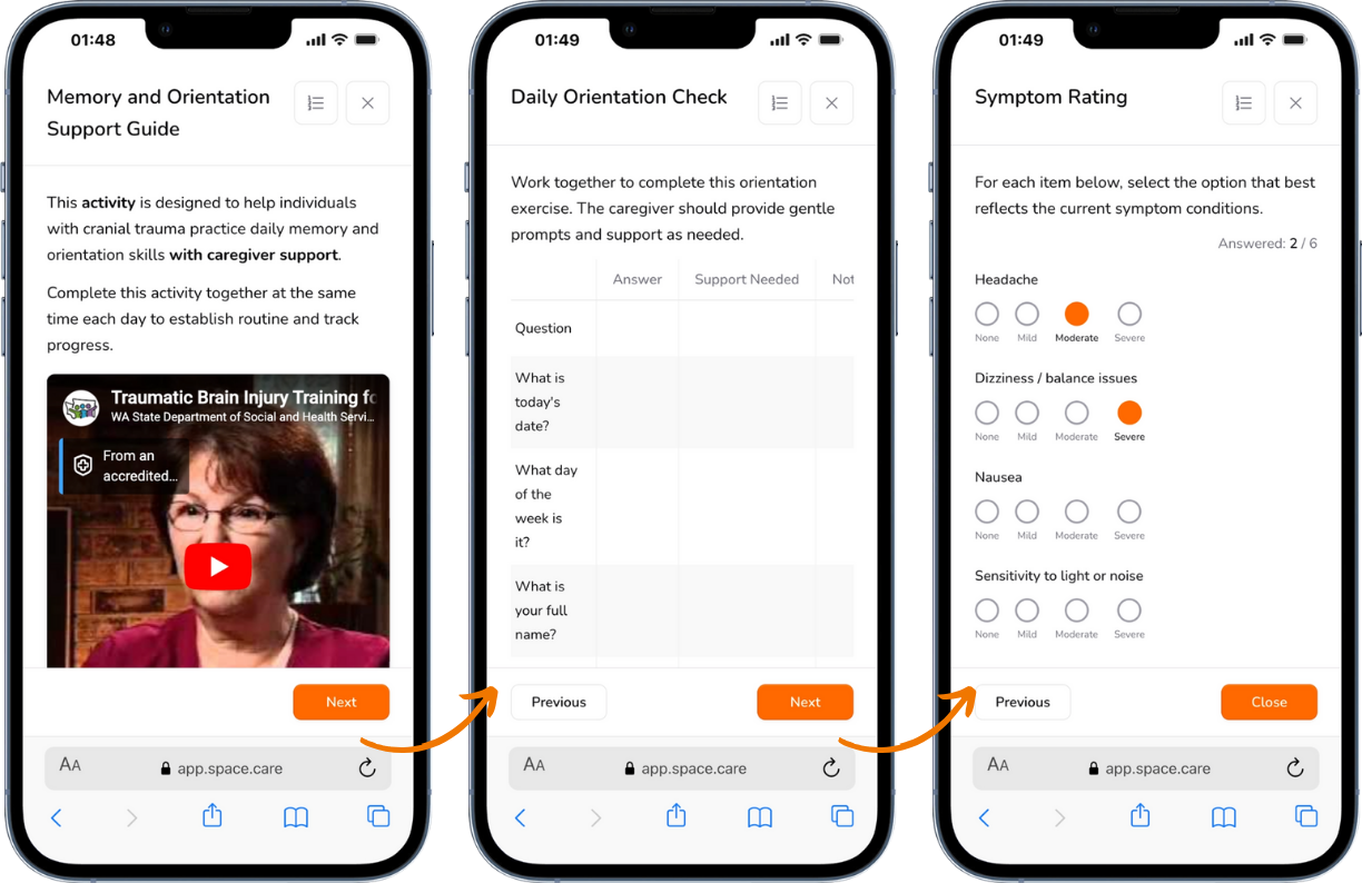 Educational material about caregiving shown in a funnel